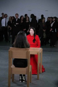 Installation view of Marina Abramovi?’s performance The Artist Is Present at The Museum of Modern Art, 2010. Photo by Scott Rudd.© 2010 Marina Abramovi?. Courtesy the artist and Sean Kelly Gallery/Artists Rights Society (ARS), New York